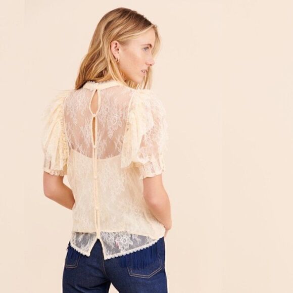 NEW $98 FREE PEOPLE SECRET ADMIRER LACE BLOUSE - Picture 6 of 14